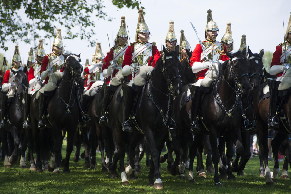 <p>Members of the Household Cavalry during the Major General's annual inspection of the Household Cavalry Mounted Regiment in Hyde Park, London. Picture date: Thursday June 3, 2021.</p>
