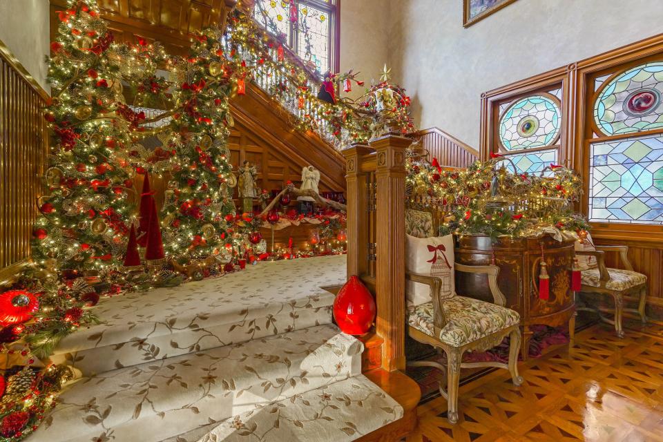 A small part of the decorated stairway at the mansion.