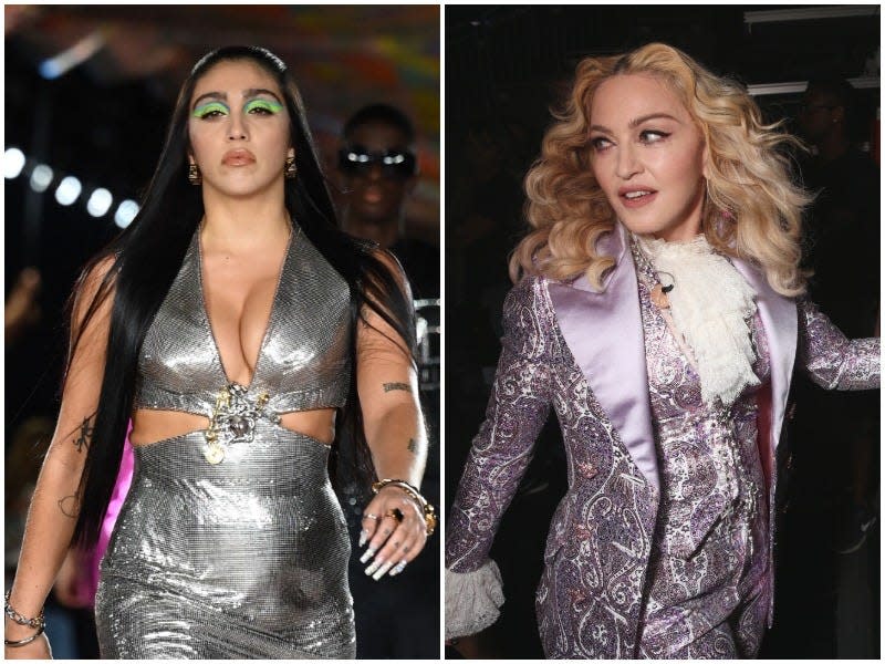 A split image of Madonna (right) and her daughter Lourdes Leon.