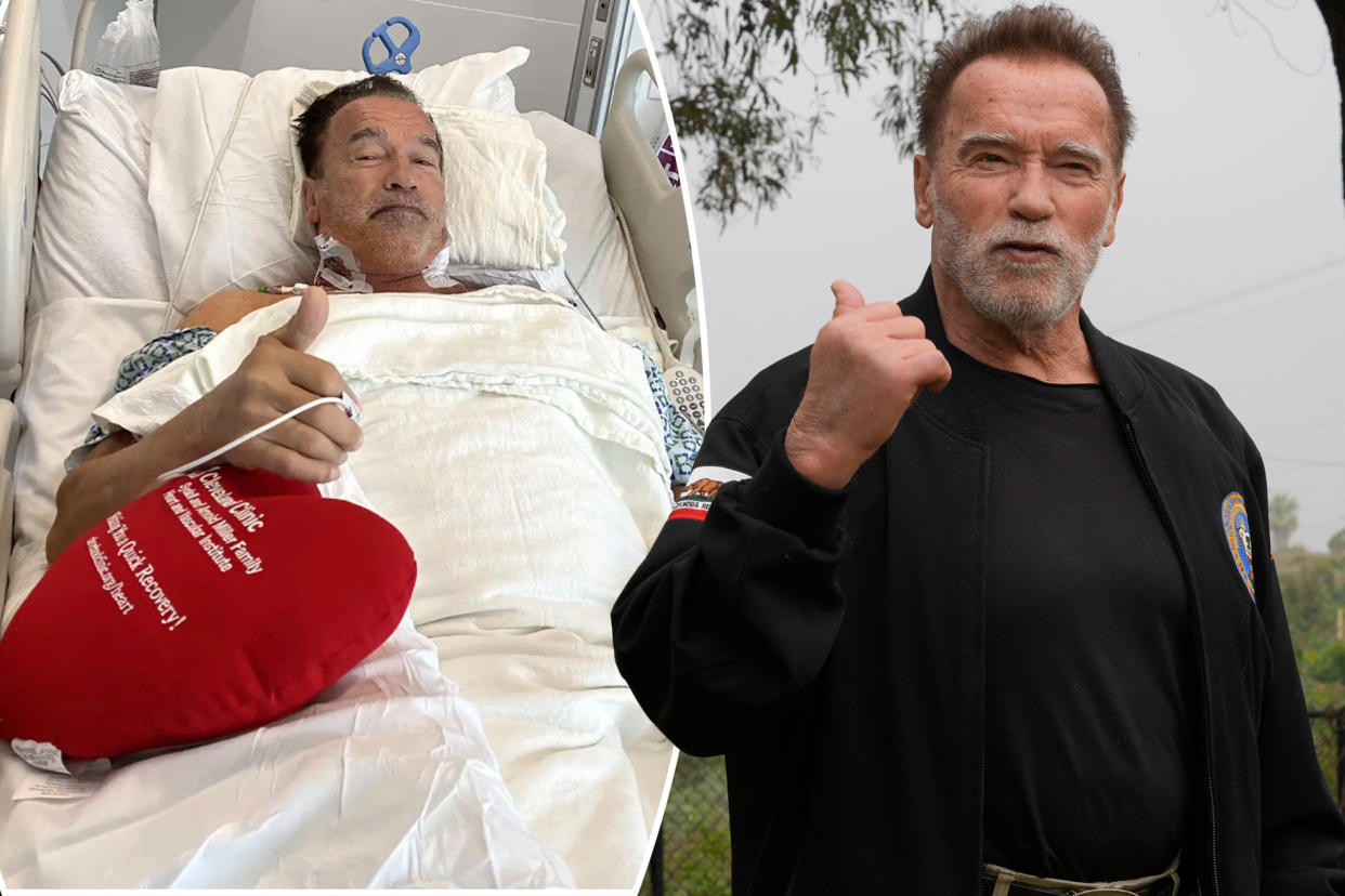 Arnold Schwarzenegger 'a little bit more of a machine' after being fitted for pacemaker following three open heart surgeries