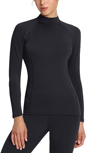 Baleaf Women's Thermal Fleece Half Zip Thumbholes Long Sleeve Running Gear  Pullover for Cold Weather Black Size S 
