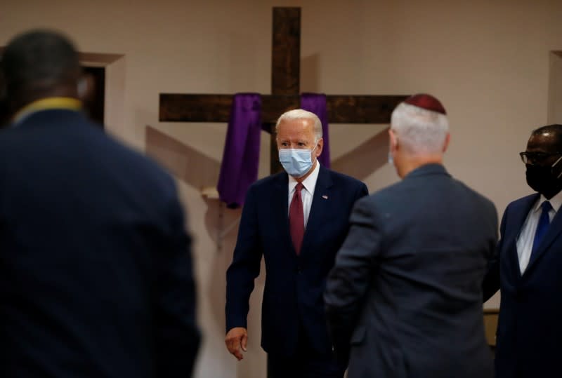 U.S. Democratic presidential candidate and former Vice President Joe Biden visits the Bethel AME Church in Wilmington