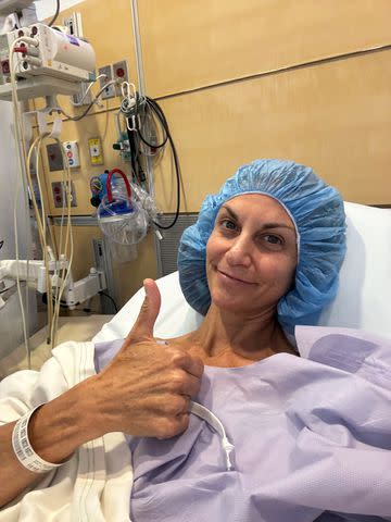 <p>Samantha Harris/Instagram</p> Samantha Harris on the day of her surgery in August 2024.