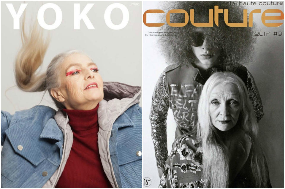 <p>Incluso ha sido portada de la revista Couture. En la izquierda, la modelo Olga posando para Yoko Magazine a sus 71 años. (Foto: Instagram / <a rel="nofollow noopener" href="https://www.instagram.com/oldushkamodels/" target="_blank" data-ylk="slk:@oldushkamodels;elm:context_link;itc:0;sec:content-canvas" class="link ">@oldushkamodels</a>). </p>