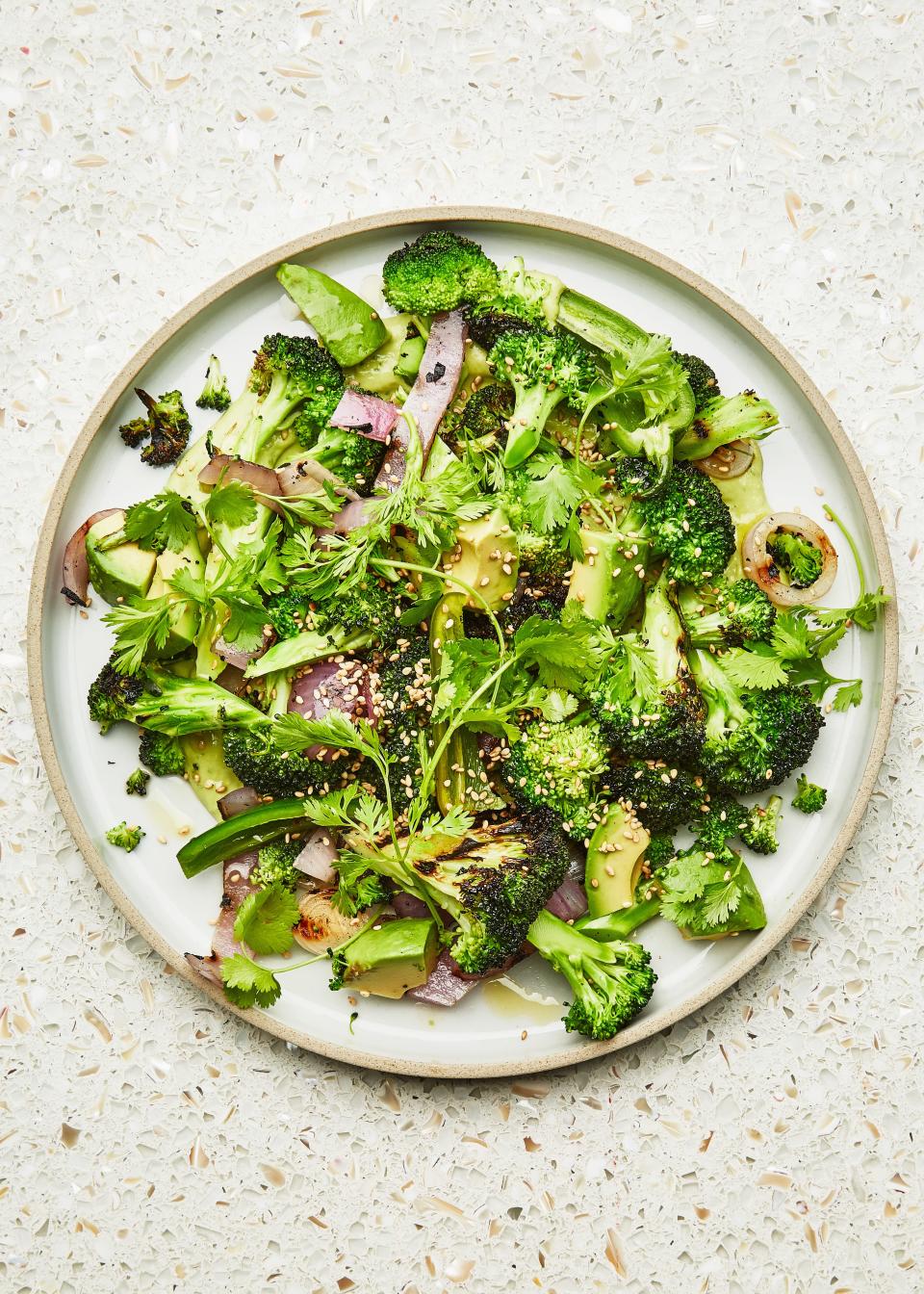 Grilled Broccoli with Avocado and Sesame