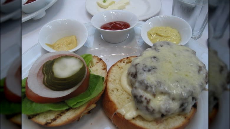 Capital Grille cheeseburger open on a plate