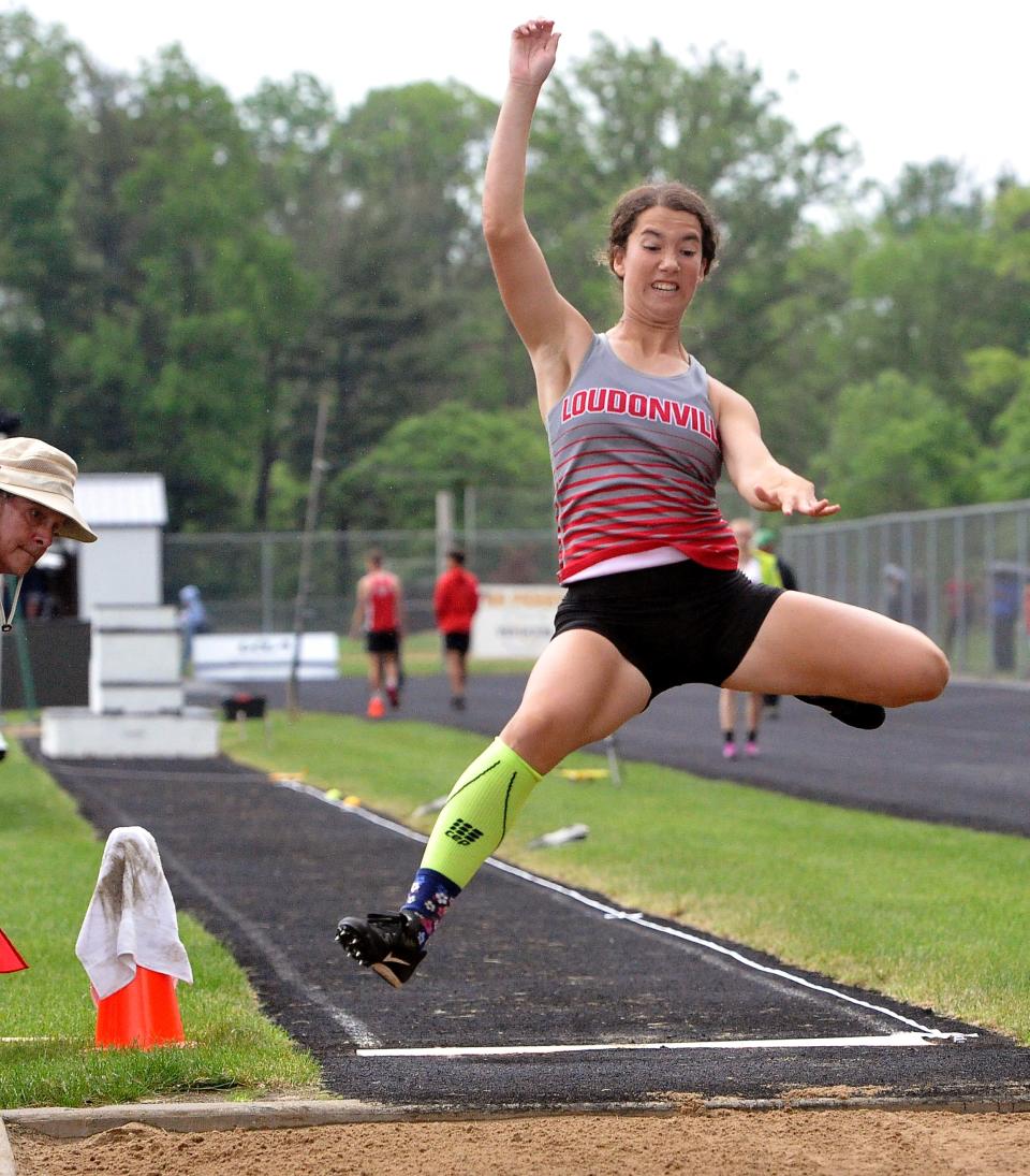 Loudonville's Sydney Polen in the girls long jump at the Division III Perry Regional on Friday.