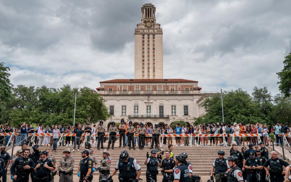 A pro-Palestine protest at the University of Texas, Austin