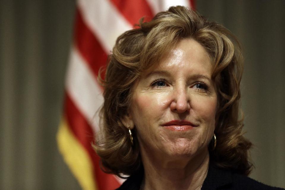 FILE - This April 16, 2014 file photo shows Sen. Kay Hagan, D-N.C. in Durham, N.C. Deciding which party controls the U.S. Senate for the final two years of President Barack Obama’s tenure could come down to women _ both the handful who are running in significant races and the moderate female voters who often tip close elections. (AP Photo/Gerry Broome, File)