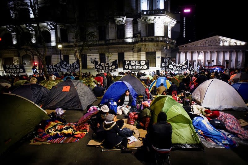 FILE PHOTO: Unemployed and informal workers protest to demand more subsidies from the national government, in Buenos Aires