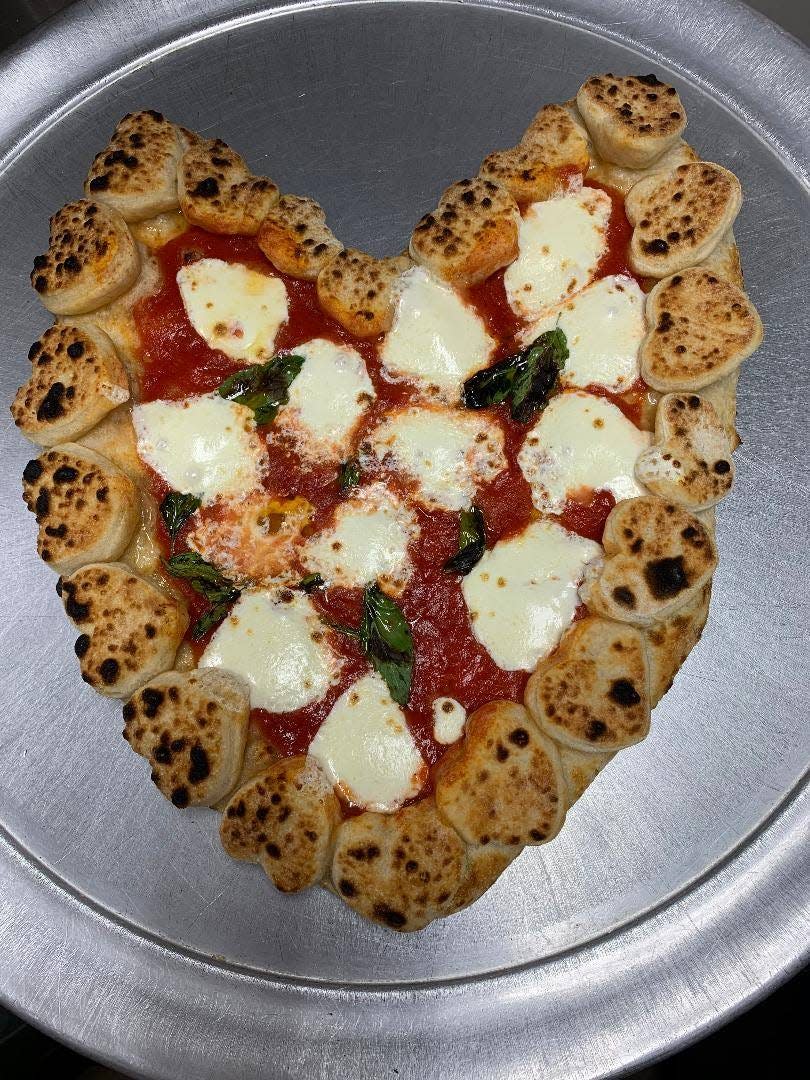 Novino's heart-shaped pizza