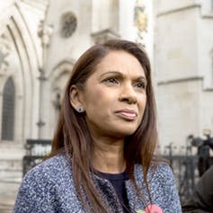 <span class="caption">Gina Miller, outside court.</span> <span class="attribution"><a class="link " href="https://www.shutterstock.com/image-photo/london-united-kingdom-november-3-2016-509938600?src=BKFLcwO5Rn_t4ozkoFUbAg-1-1" rel="nofollow noopener" target="_blank" data-ylk="slk:Jane Campbell/Shutterstock.;elm:context_link;itc:0;sec:content-canvas">Jane Campbell/Shutterstock.</a></span>