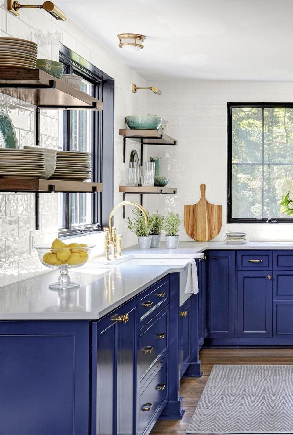 blue kitchen cabinets