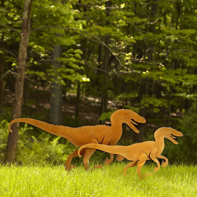 Velociraptor Garden Sculpture Set