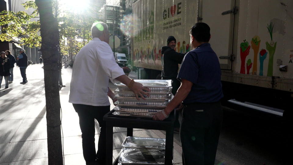 Food donations to City Harvest go towards food pantries or New York City shelters.  / Credit: CBS News