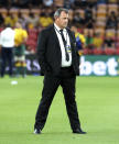 FILE - In this Nov. 7, 2020 file photo, New Zealand rugby coach Ian Foster watches his players warm up ahead of the Bledisloe rugby test between Australia and New Zealand at Suncorp Stadium, Brisbane, Australia. Foster may need the All Blacks to convincingly beat Fiji in the second rugby test on Saturday, July 17, 2021 to quiet rising concern about the poor standard of the New Zealand team's recent test performances.(AP Photo/Tertius Pickard, File)