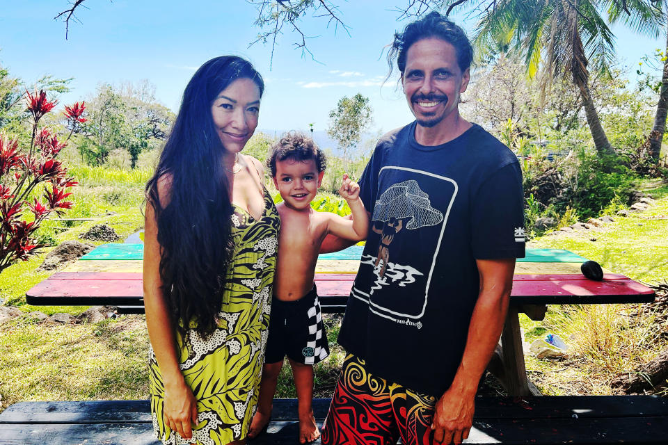 Palakiko family on their farm. (Alicia Victoria Lozano / NBC News)