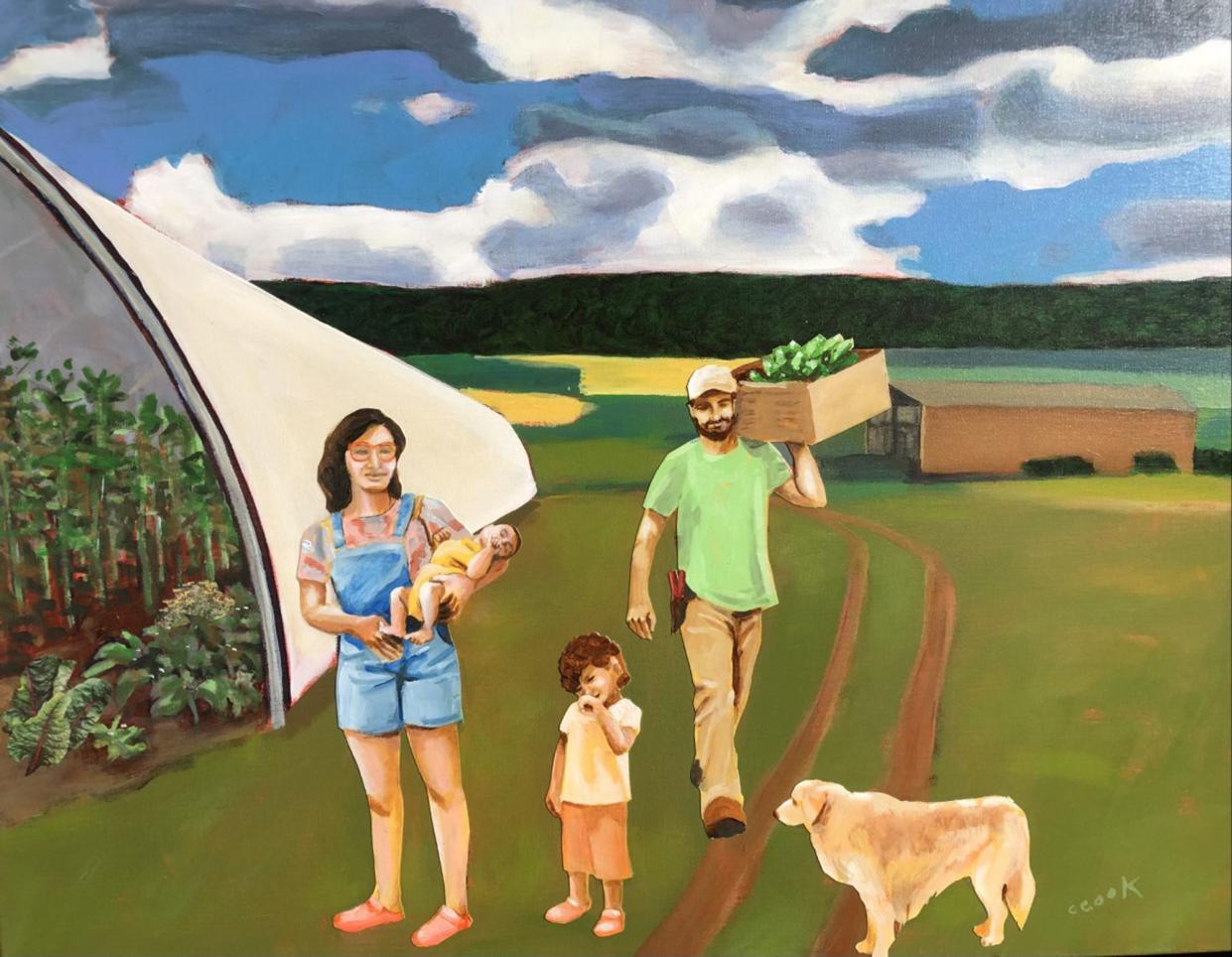 Morgan County, Ga.-based Levity Farms is depicted in this painting by Madison County artist Chris Cook. Local painters and farmers were paired up for the Madison-Morgan Cultural Center's FARM 2022 exhibit, which opens Aug. 26.