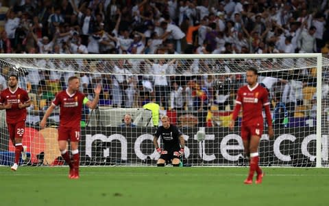 Liverpool goalkeeper Loris Karius reacts after Real Madrid's Gareth Bale scores - Credit:  Mike Egerton/ PA