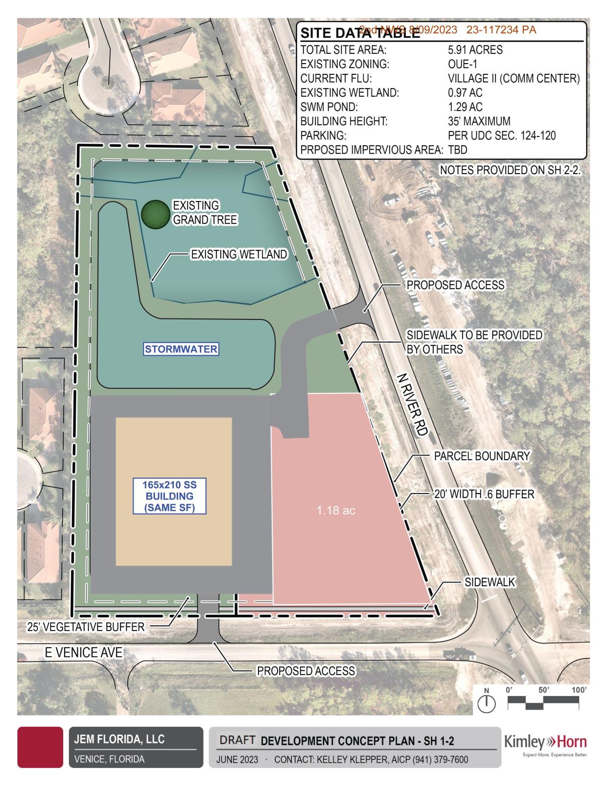 JEM Florida LLC will host a neighborhood workshop at 6 p.m. Aug 9 on a proposed change in zoning to allow for construction of a self-storage facility on almost six acres located on the northwest corner of North River Road and East Venice Avenue.