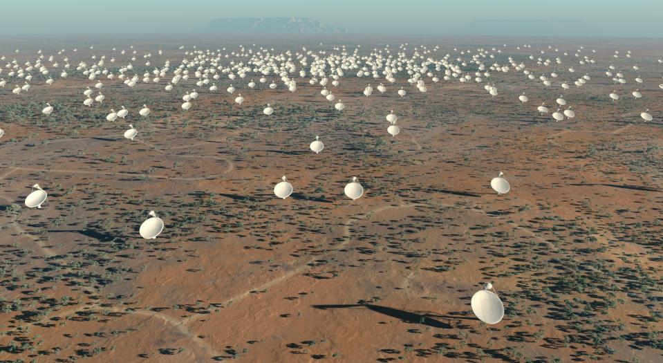 This artist’s impression shows the Square Kilometer Array, a telescope array currently being built in both Australia and Africa that will be sensitive enough to detect the equivalent of radio broadcasts from distant planets. <a href="https://commons.wikimedia.org/wiki/File:SKA_overview.jpg#/media/File:SKA_overview.jpg" rel="nofollow noopener" target="_blank" data-ylk="slk:SPDO/TDP/DRAO/Swinburne Astronomy Productions/Wikimedia Commons;elm:context_link;itc:0;sec:content-canvas" class="link ">SPDO/TDP/DRAO/Swinburne Astronomy Productions/Wikimedia Commons</a>, <a href="http://creativecommons.org/licenses/by/4.0/" rel="nofollow noopener" target="_blank" data-ylk="slk:CC BY;elm:context_link;itc:0;sec:content-canvas" class="link ">CC BY</a>