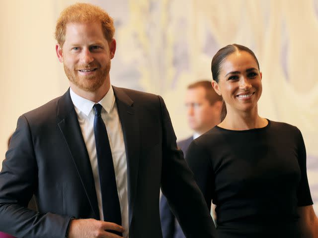 <p>Michael M. Santiago/Getty</p> Prince Harry, Duke of Sussex and Meghan, Duchess of Sussex arrive at the United Nations Headquarters on July 18, 2022 in New York City.