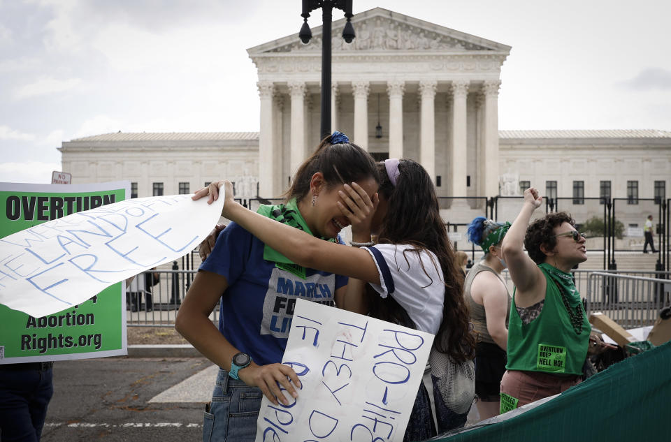 Abortion rights activists at the Supreme Court 