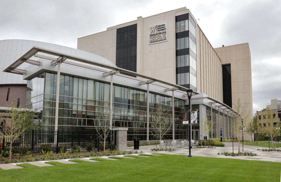 This Sept. 12, 2014 photo shows the Western Michigan University Homer Stryker M.D. School of Medicine in Kalamazoo, Mich.