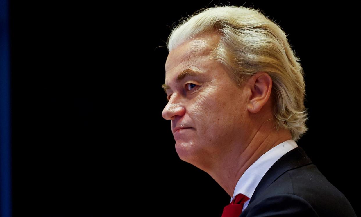 <span>Geert Wilders has said the subject of who will be the next prime minister will be discussed at a later date.</span><span>Photograph: Piroschka Van De Wouw/Reuters</span>