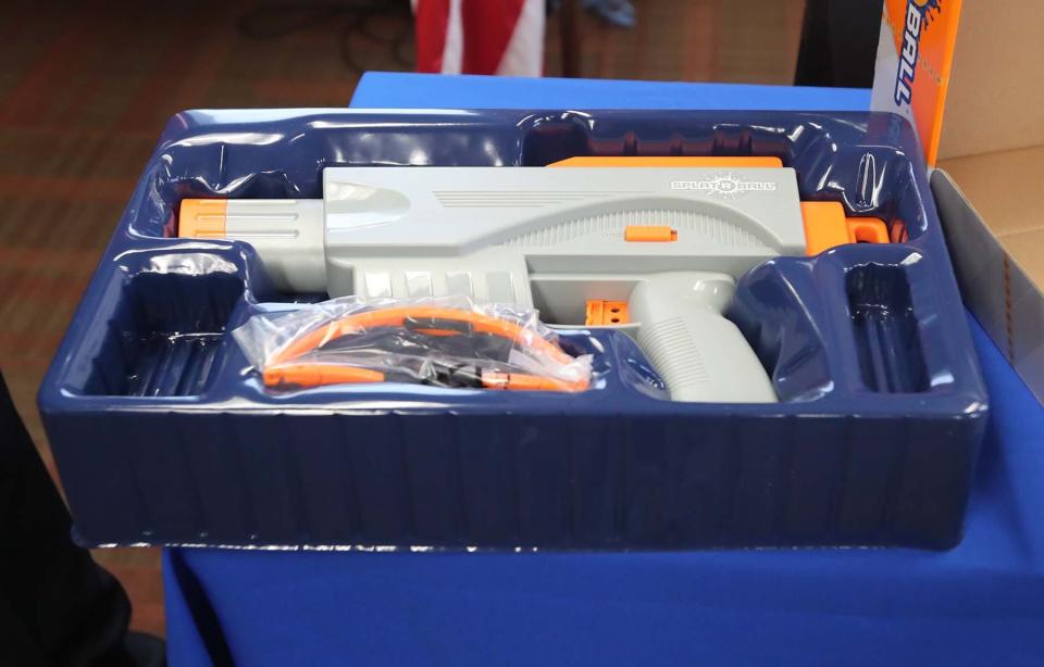 According to Akron Police Department Chief Stephen Mylett, a SplatRBall toy gun similar to this one was used to shoot water pellets by someone in the group of Ethan Liming and his friends at the I Promise School basketball courts at Thursday night. A fight ensued, and Liming was beaten to death.