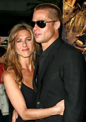 Jennifer Aniston and Brad Pitt at the New York premiere of Warner Brothers' Troy