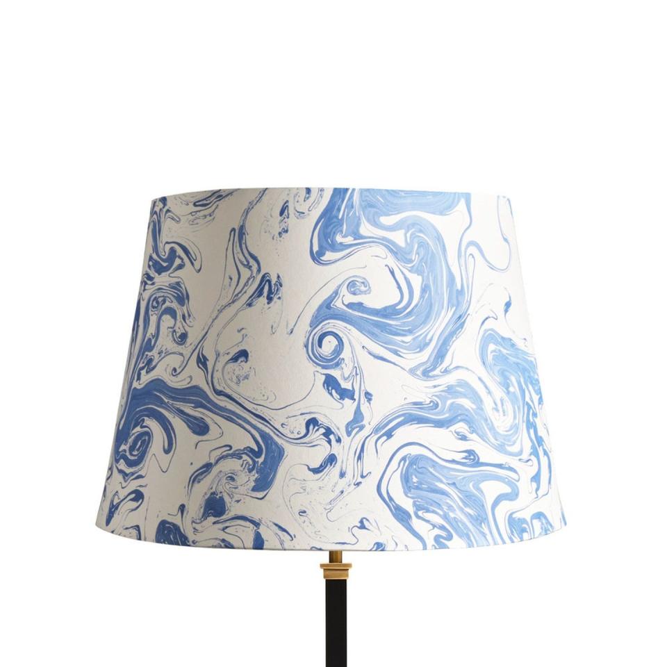 <p>This mesmerising marble paper is made in Jaipur, using traditional marbling techniques that date back hundreds of years. A truly unique take, as no two lampshades are ever the same. <br></p><p><strong>Shop now: <a href="https://www.pooky.com/products/30cm-straight-empire-hand-made-marble-paper-shade-in-tiber?variant=40924220915917" rel="nofollow noopener" target="_blank" data-ylk="slk:Empire Marble Paper Lampshade at Pooky;elm:context_link;itc:0;sec:content-canvas" class="link ">Empire Marble Paper Lampshade at Pooky</a></strong></p>