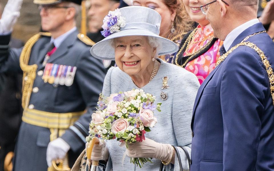 The Queen attends the Ceremony of the Keys on the forecourt of the Palace of Holyroodhouse in Edinburgh, accompanied by the Earl and Countess of Wessex, as part of her traditional trip to Scotland for Holyrood Week (Jane Barlow/PA) (PA Wire)