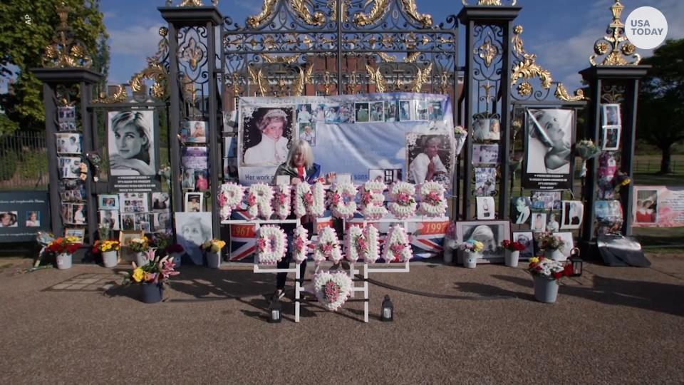 Flowers lay outside of Kensington palace to mark the 25th anniversary of Princess Diana's death.