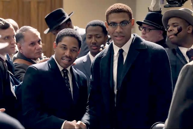 <p>National Geographic/YouTube</p> (L-R) Kelvin Harrison Jr. as Martin Luther King Jr. and Aaron Pierre as Malcolm X in 'Genius: MLK/X'.