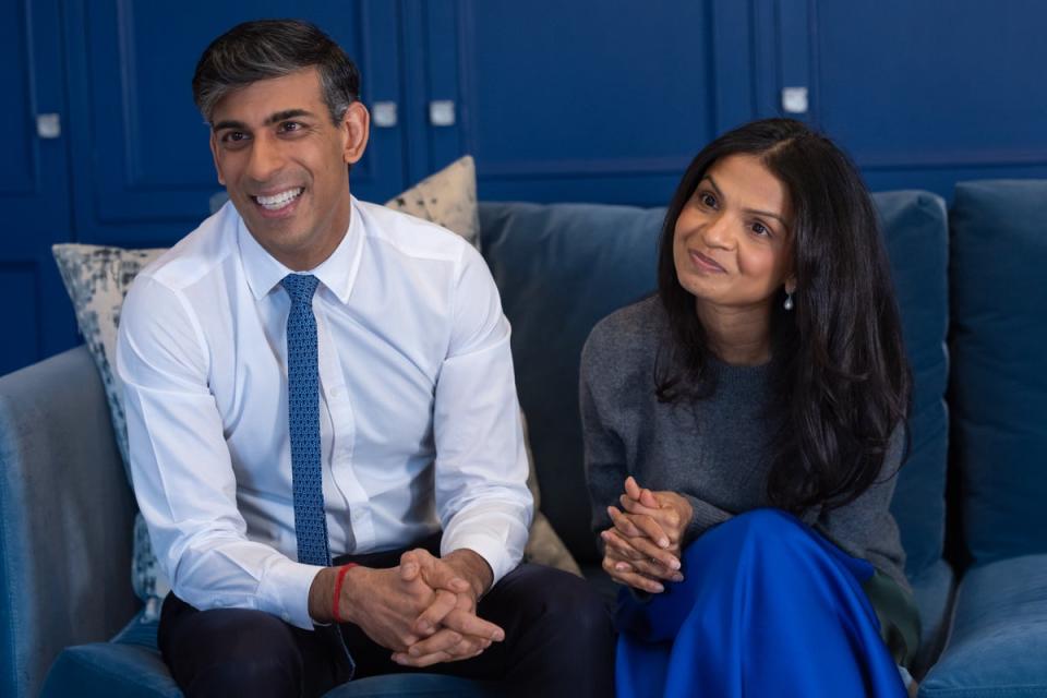 Mr Sunak and Ms Murty in their flat in 10 Downing Street (Simon Walker / No 10 Downing Street)