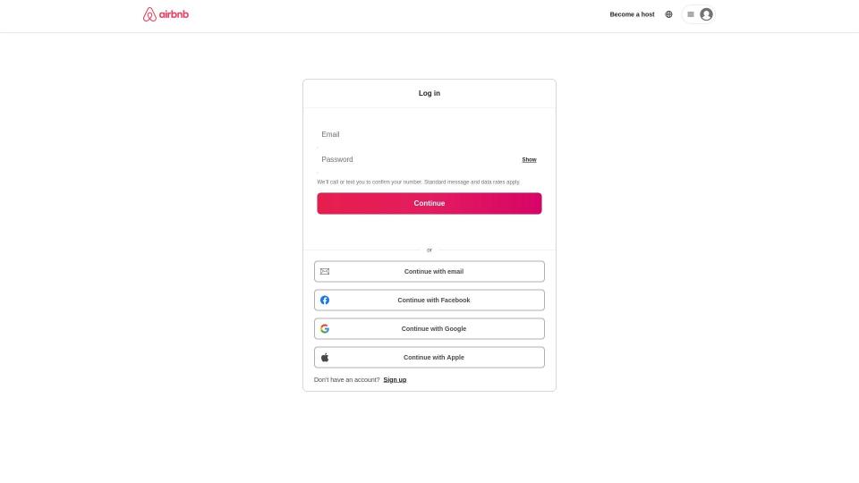 A screenshot shows a fake Airbnb login page.