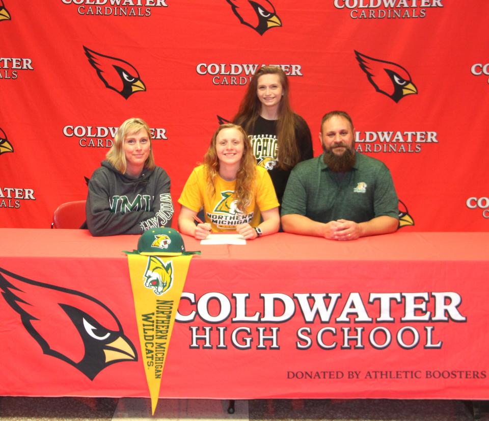 Coldwater senior Jillian McKinley recently signed her letter of intent to swim at Northern Michigan University