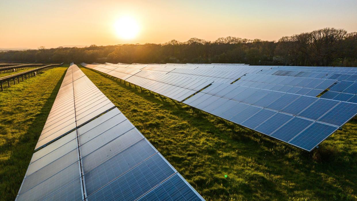 A field with solar panels