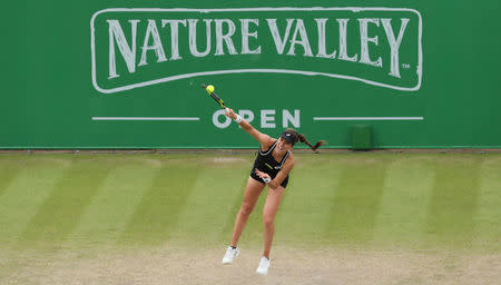 Tennis - WTA International - Nature Valley Open - Nottingham Tennis Centre, Nottingham, Britain - June 17, 2018 Great Britain's Johanna Konta in action during her final match against Ashleigh Barty of Australia Action Images via Reuters/Peter Cziborra