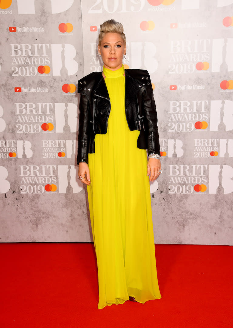 Pink at the 2019 Brit Awards