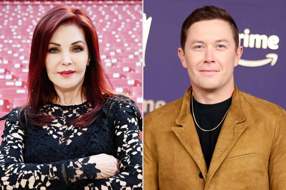 <p>Michael Kovac/Getty, Christopher Polk/Penske Media via Getty</p> Priscilla Presley; Scotty McCreery