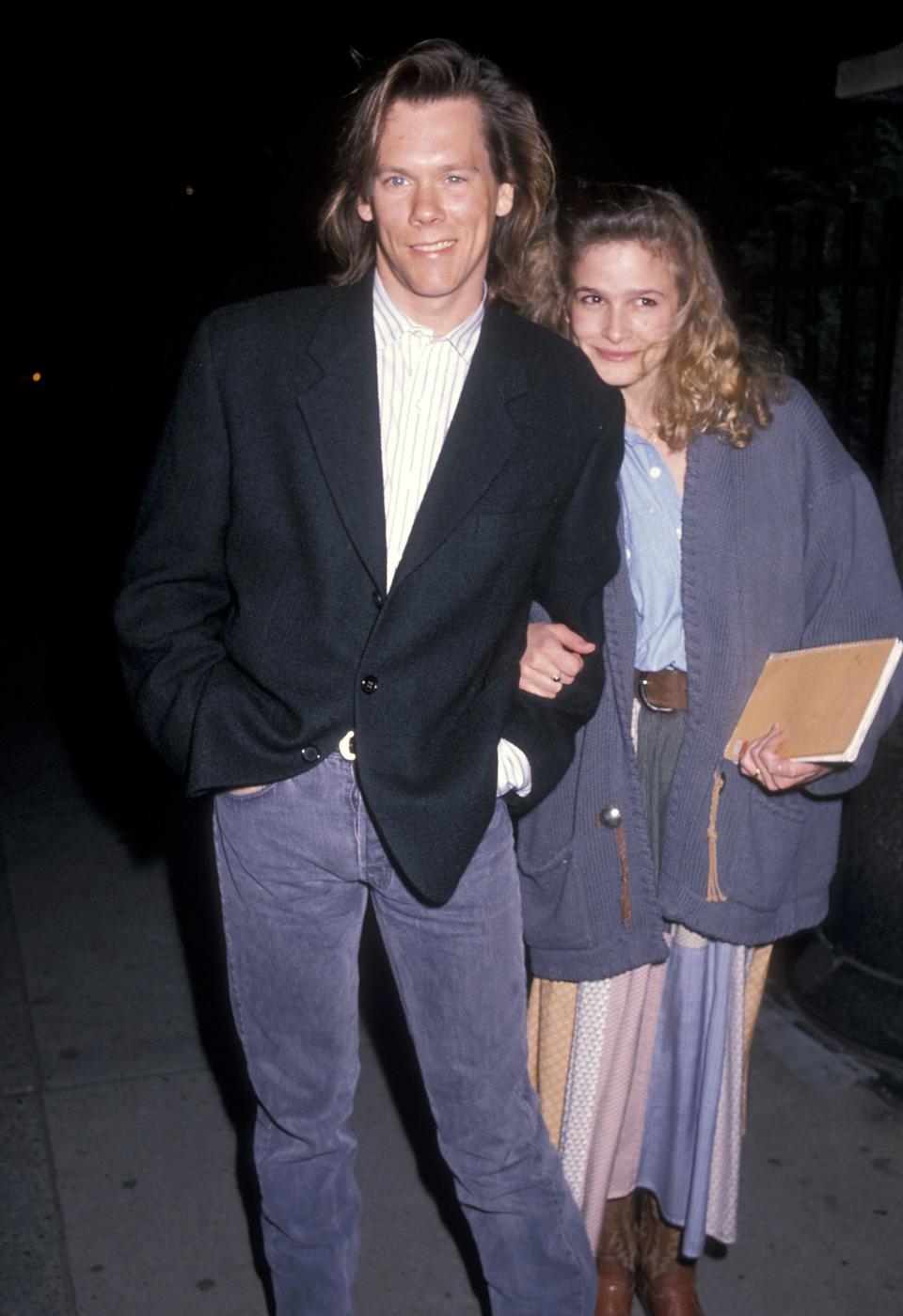 Kevin Bacon and Kyra Sedgwick at a benefit in New York in 1990