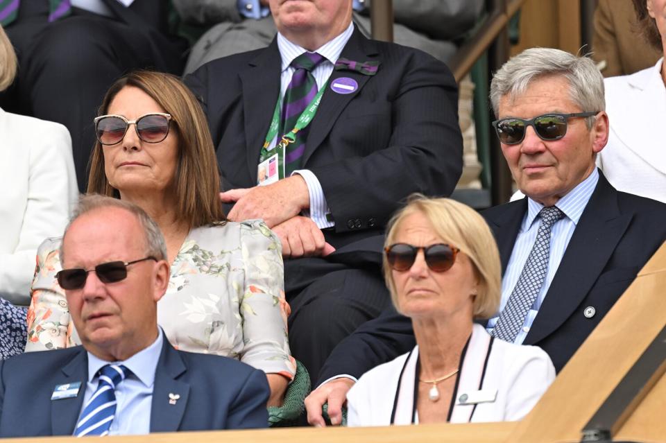 Carole Middleton and Michael Middleton at All England Lawn Tennis and Croquet Club on July 05, 2022 in London, England.