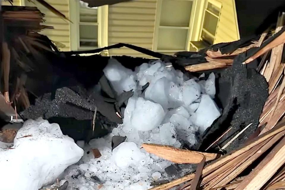 A large chunk of ice crashed through a family