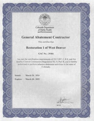 General Abatement Contractor Certificate