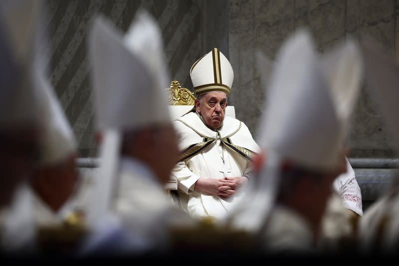 Pope Francis begins four days of Easter events with the Chrism Mass in St. Peter's Basilica at the Vatican