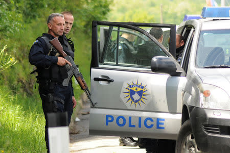 Kosovo police secure the area near the town of Zubin Potok, Kosovo, May 28, 2019. REUTERS/Laura Hasani