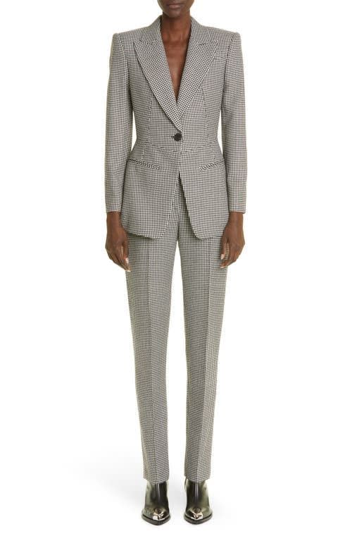 Alexander McQueen Houndstooth Wool Kickback Blazer in Black/Ivory at Nordstrom, Size 12 Us