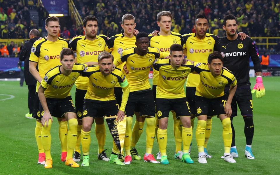 Borussia Dortmund team before the match against Monaco - Credit: Kai Pfaffenbach /Reuters